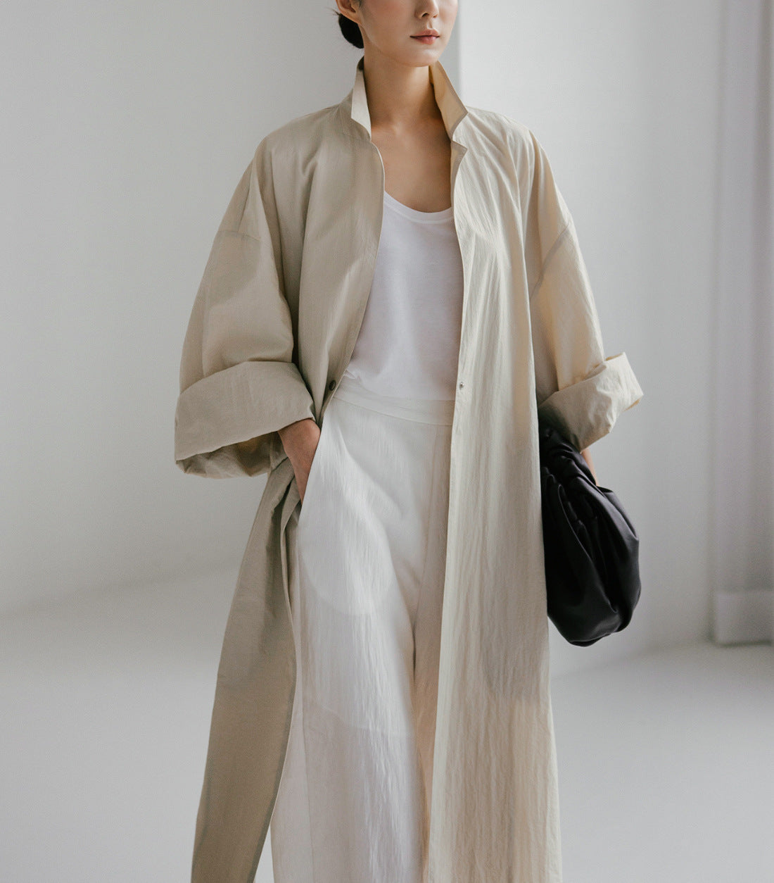 Shirt Dress Overknee Long Split Bf Cotton Linen Trench Coat photo 8