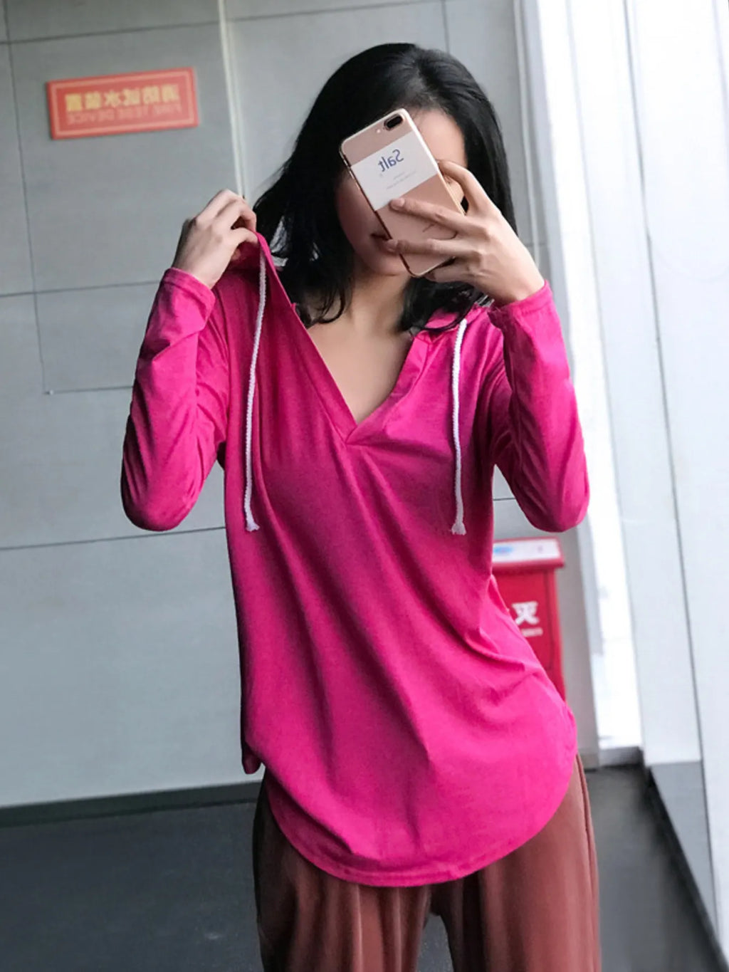 Full Size Drawstring Long Sleeve Hoodie Plus (9)