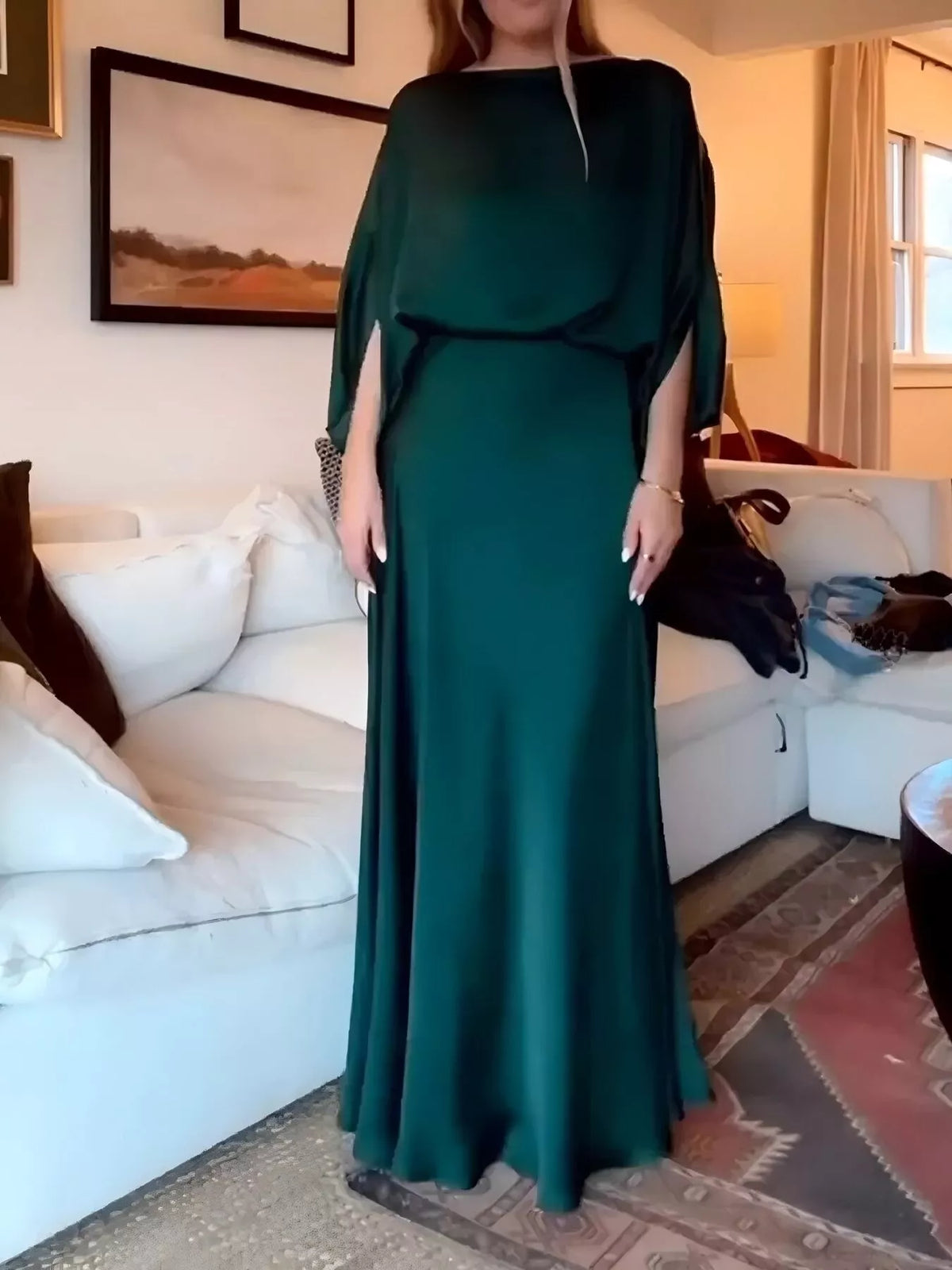 Full Size Elegant Batwing Sleeve Maxi Dress Plus (5)
