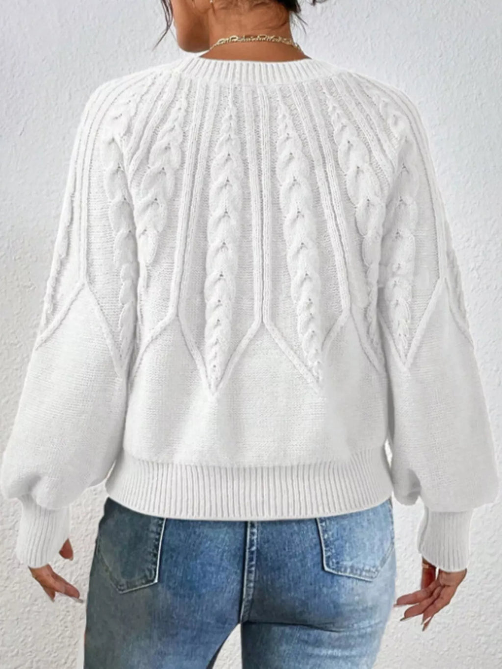 Cable Knit Long Sleeve Sweater (6)
