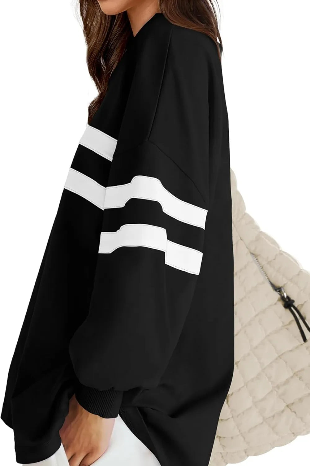 Striped Round Neck Dropped Shoulder Sweatshirt (6)