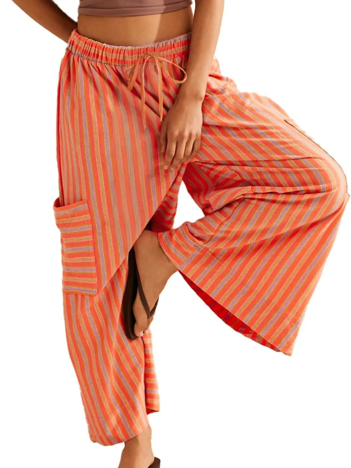 Contrast Striped Wide Leg Pants (10)