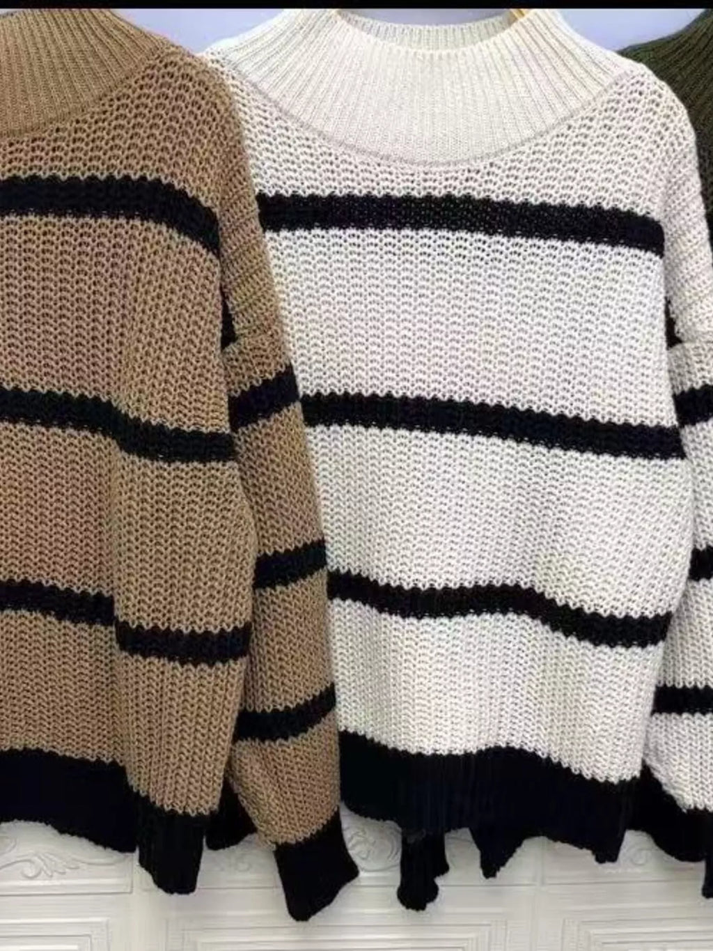 Striped Mock Neck Knit Sweater (11)