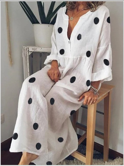 Maxi Dress Bohemian Print variant CJNSSYLY04777-White-XXL|CJNSSYLY04777-White-4XL|CJNSSYLY04777-White-M|CJNSSYLY04777-White-L|CJNSSYLY04777-White-5XL|CJNSSYLY04777-White-S|CJNSSYLY04777-White-3XL|CJNSSYLY04777-White-XL