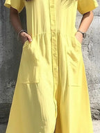 Button Front Short Sleeve Midi Dress (2)