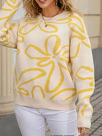 Flower Crew Neck Long Sleeve Sweater (10)