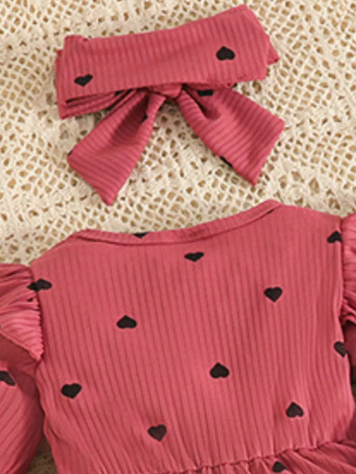 Children's Heart Print Dress Headband Set (8)
