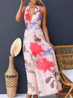 Floral Print Halter Neck Maxi Dress (20)