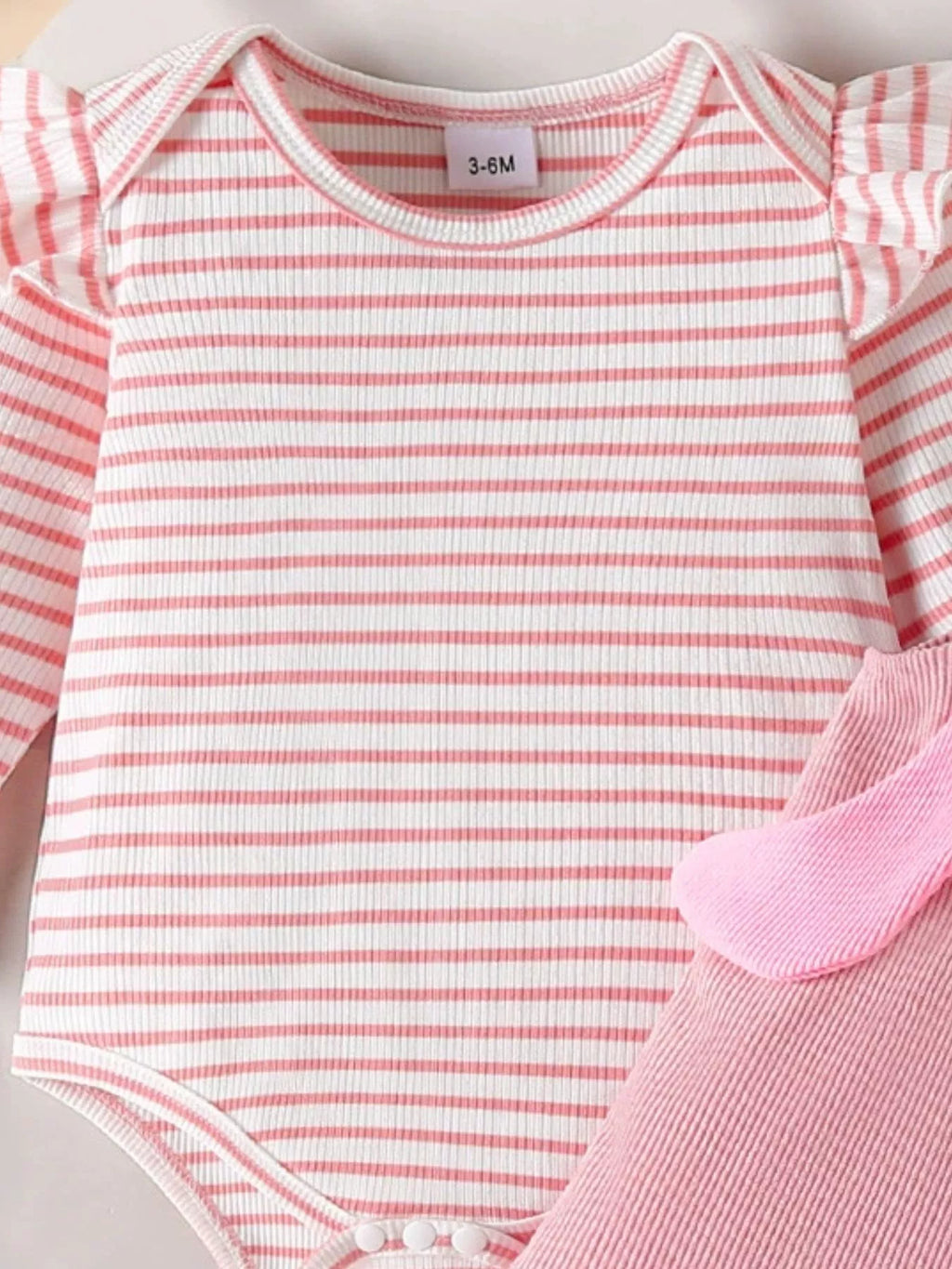 Children's Ruffled Trim Bodysuit Dress Set Headband (5)