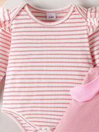 Children's Ruffled Trim Bodysuit Dress Set Headband (5)