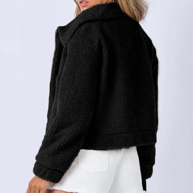 Long Sleeve Collared Neck Sherpa Jacket (2)