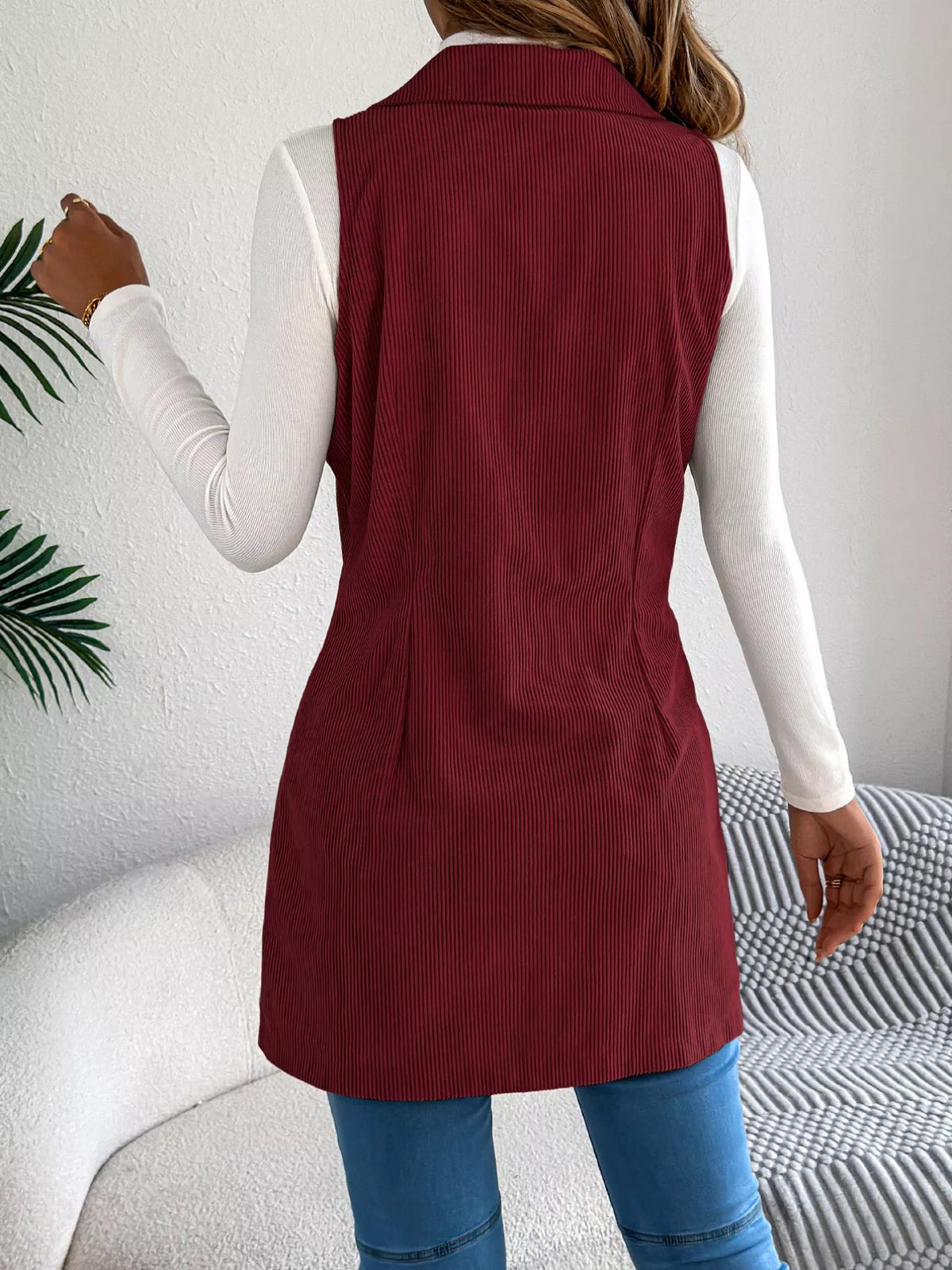 Double-breasted Long Vest Coat (10)