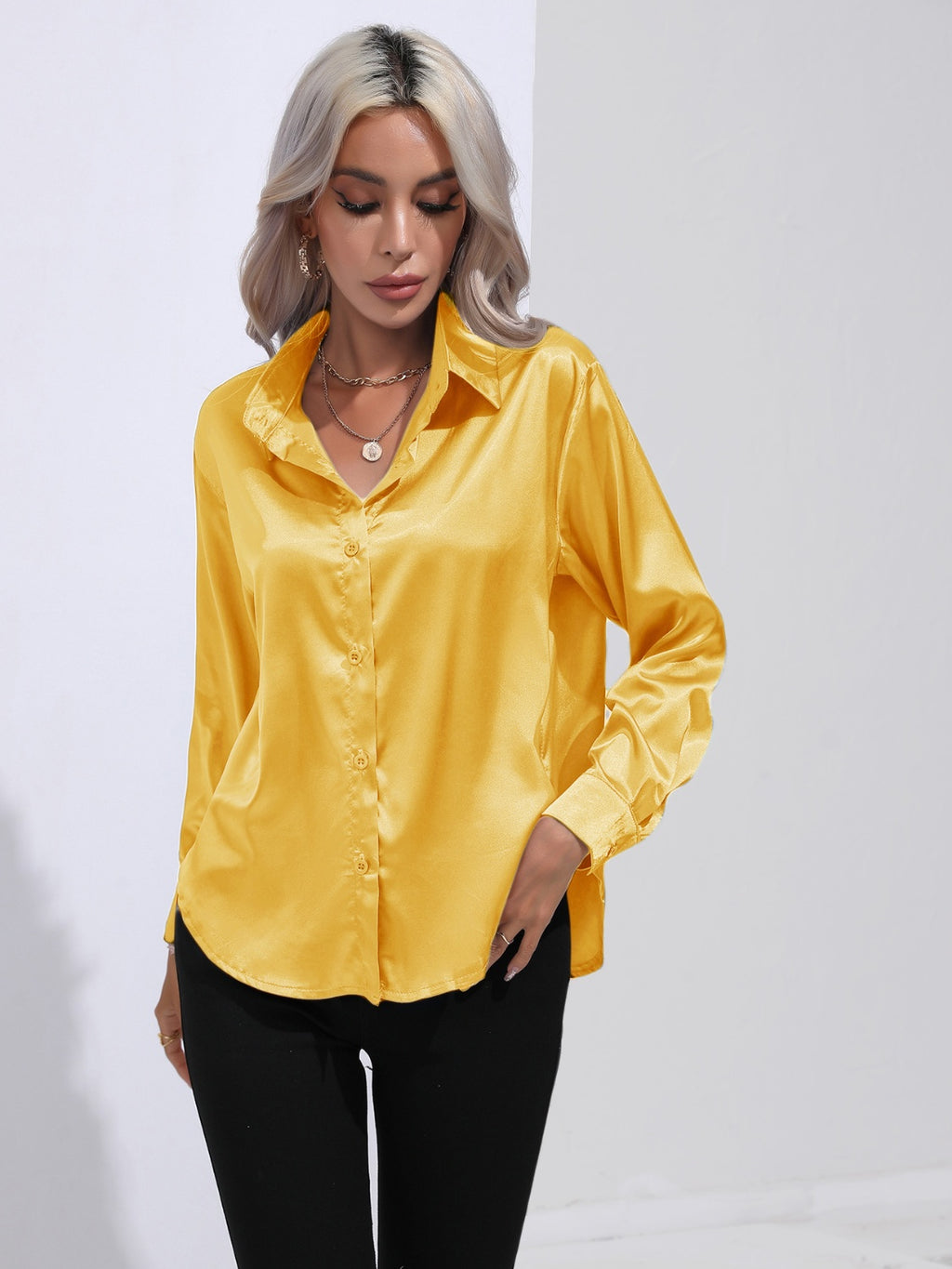 Collared Neck Buttoned Long Sleeve Shirt (8)