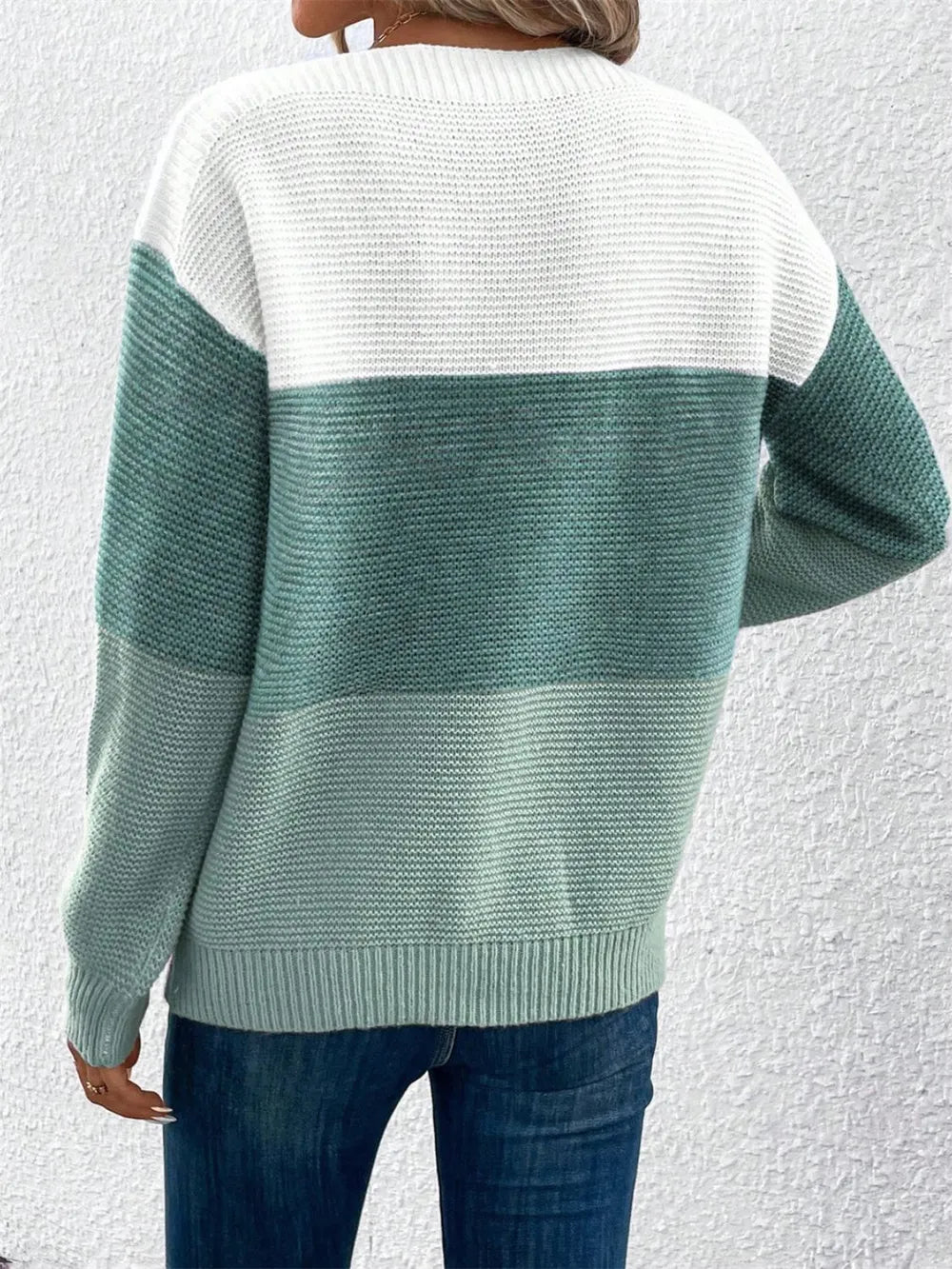 Block Drop Shoulder Long Sleeve Sweater (4)