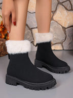 Faux Fur Trim Suede Platform Boots (9)