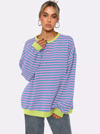 Striped Round Neck Long Sleeve Sweatshirt (12)