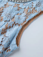 Pearl Neckline Sleeveless Lace Dress (12)
