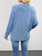 Casual Loose-fit Crew Neck Sweater (4)