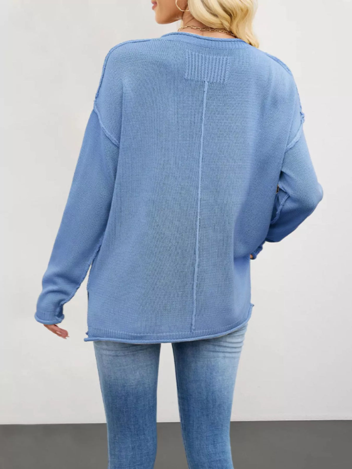 Casual Loose-fit Crew Neck Sweater (4)