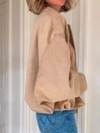 Zip Up Dropped Shoulder Suede Jacket (4)