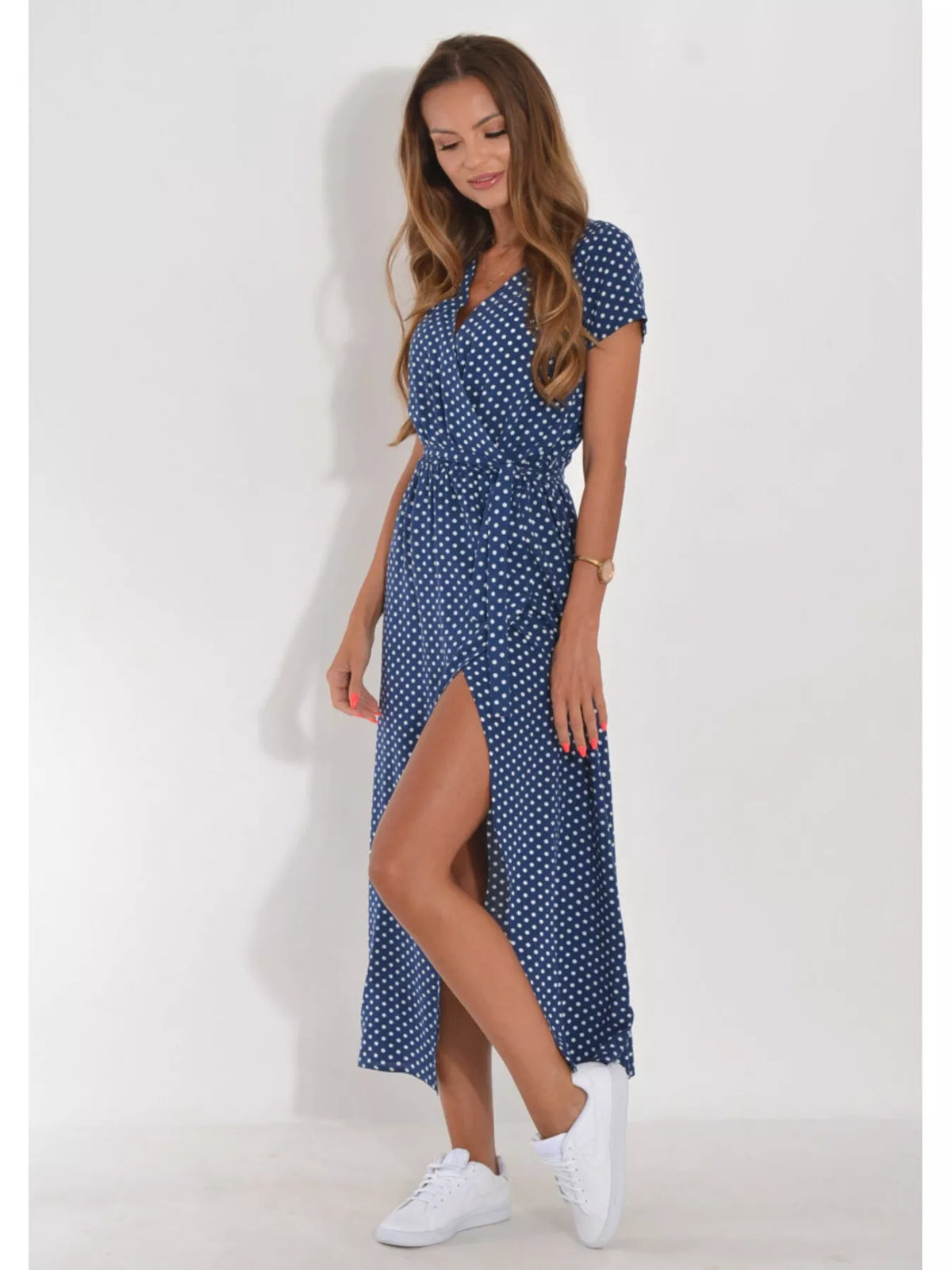 Surplice Short Sleeve Midi Dress (18)