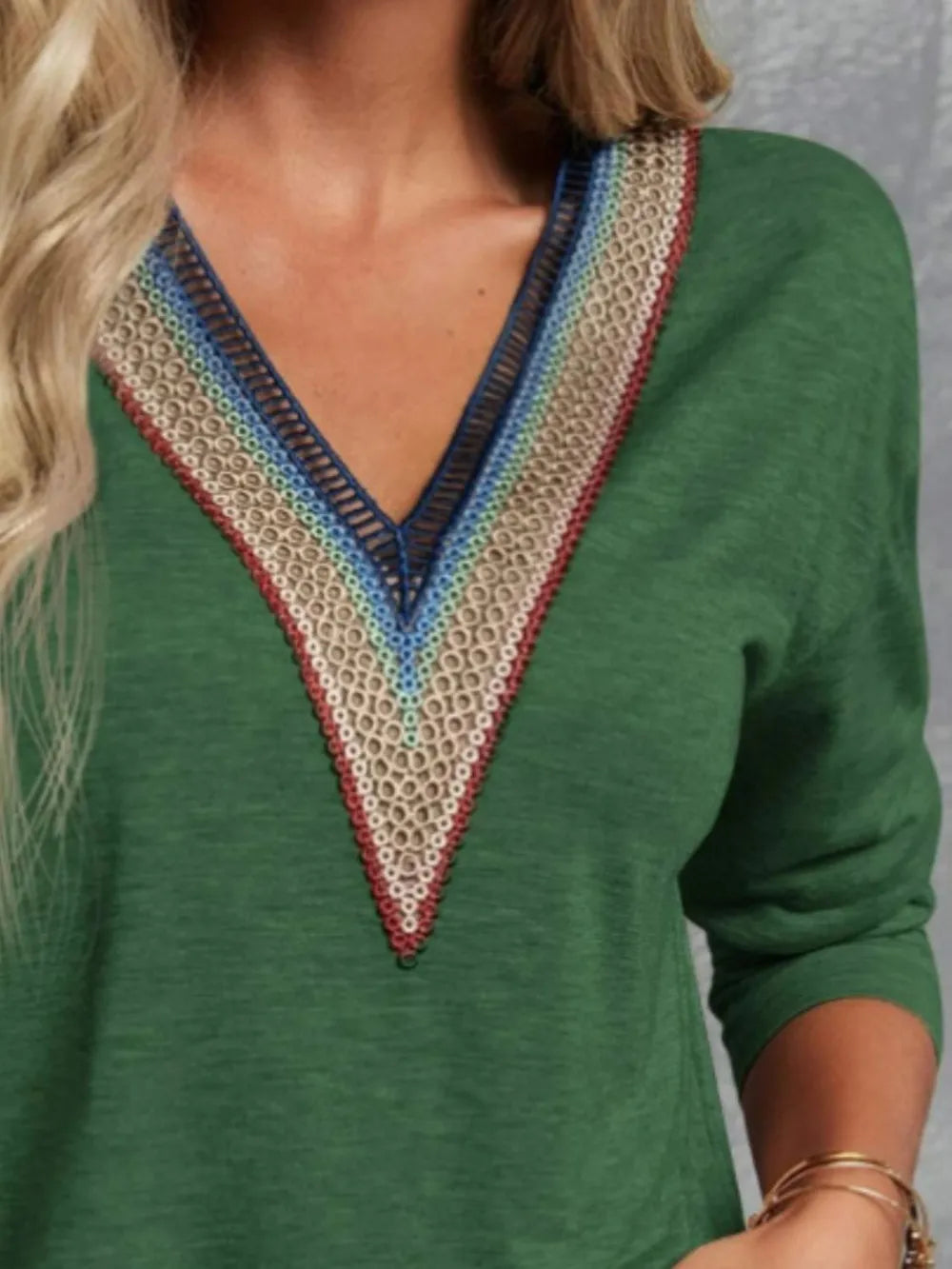 V-neck Long Sleeve T-shirt (10)