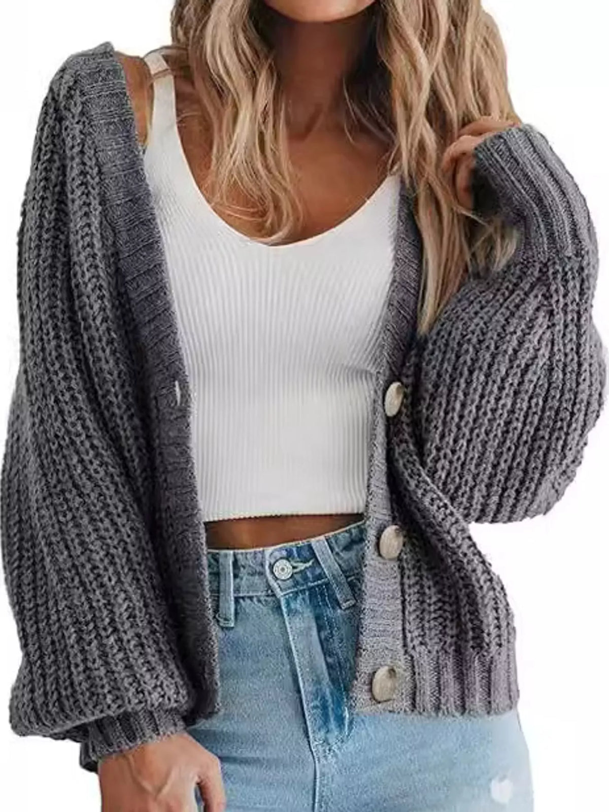 Full Size Chunky Knit Button-down Cardigan Plus (16)