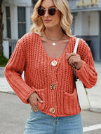 Round Neck Button Up Cardigan Pockets (35)