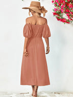 Off-shoulder Puff Sleeve Smocked Maxi Dress (12)