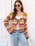 Striped Openwork Tied Cardigan (4)