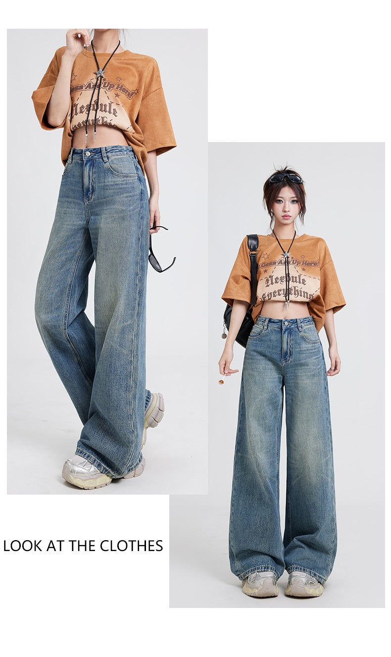 Wide Leg Jeans High Waist Baggy Straight Trousers photo 15