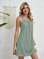 Eyelet Round Neck Sleeveless Dress (10)