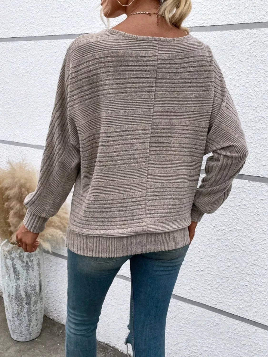 Relaxed Fit Ribbed Knit T-shirt (5)