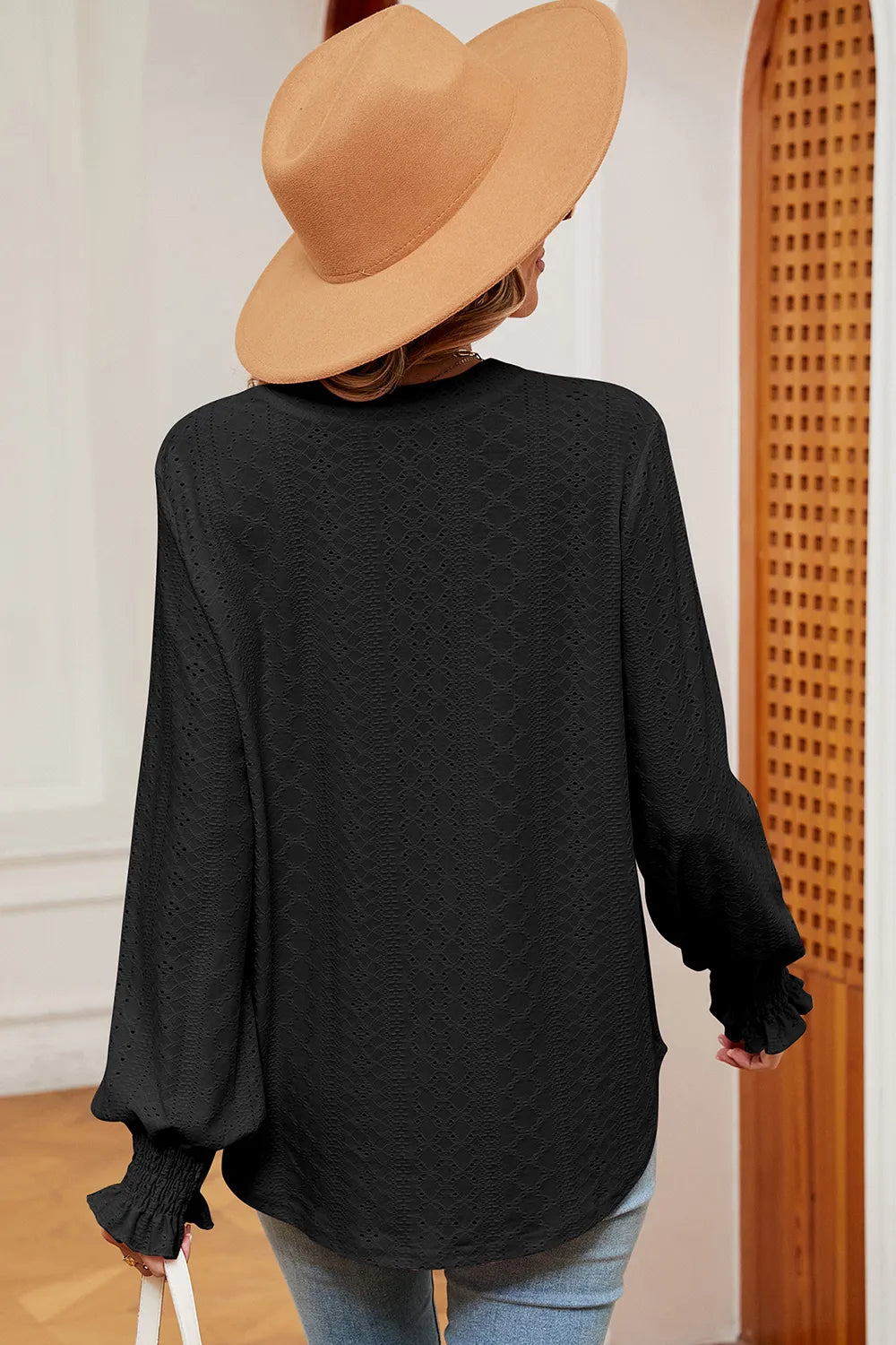 Eyelet Notched Long Sleeve T-shirt (15)
