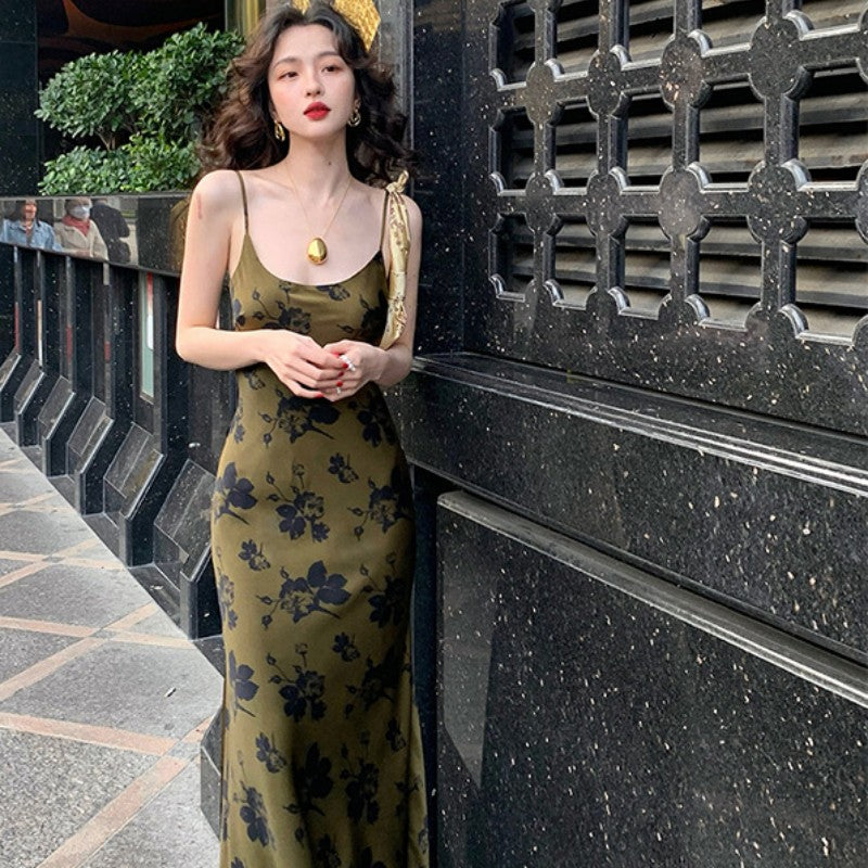 Printed Suspender Fishtail Midi Dress photo 8
