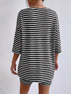Striped Round Neck Top Shorts Set (10)