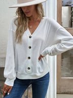 V-neck Dropped Shoulder Blouse (4)