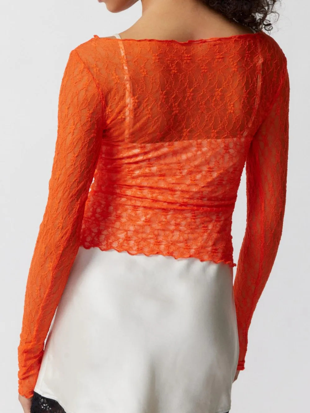 Lace Boat Neck Long Sleeve Blouse (8)