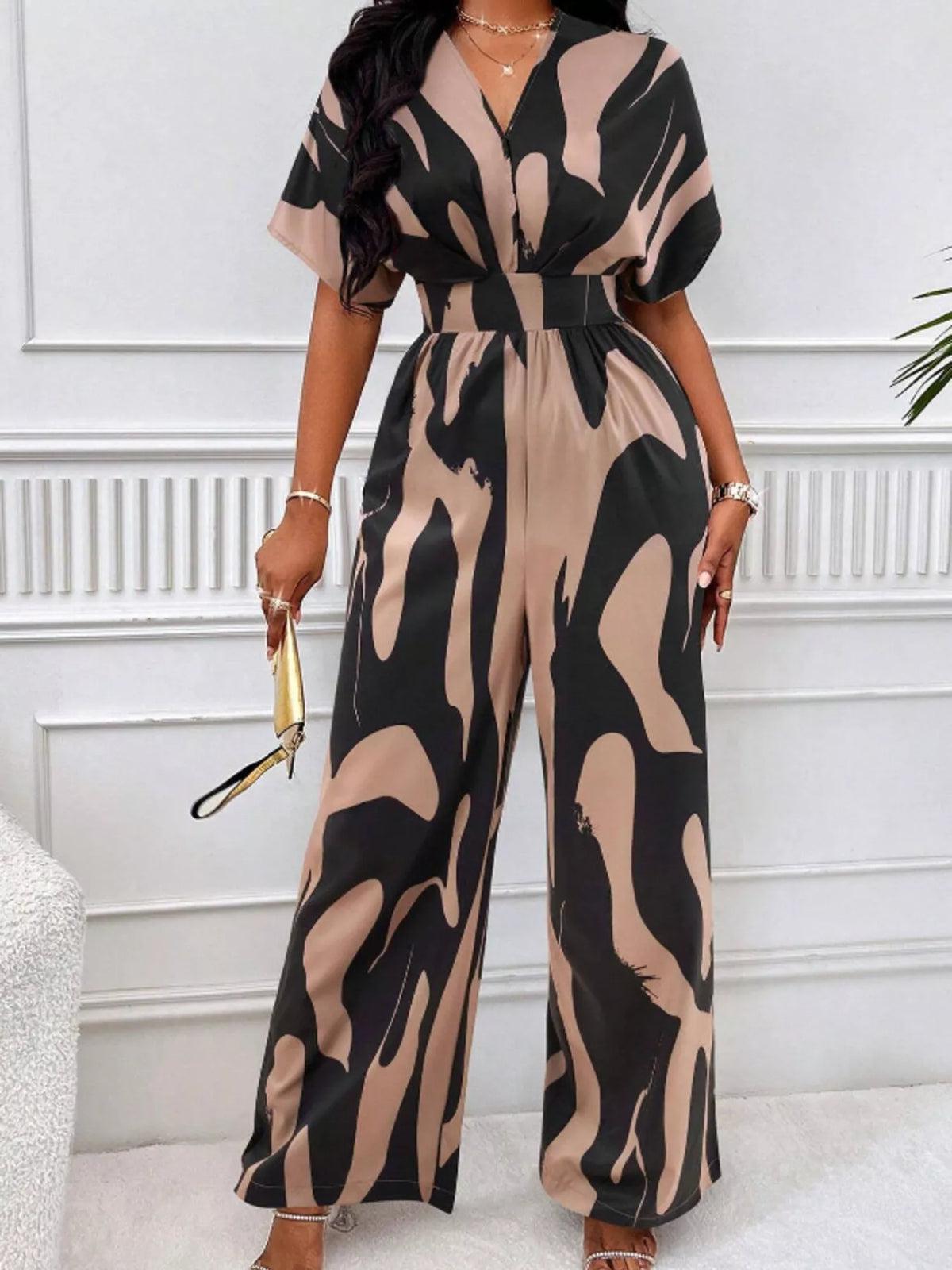 Abstract Print Wide-leg Jumpsuit (7)