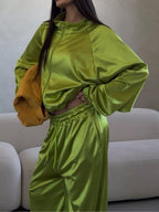 Zip Up Raglan Sleeve Jacket Pants Set