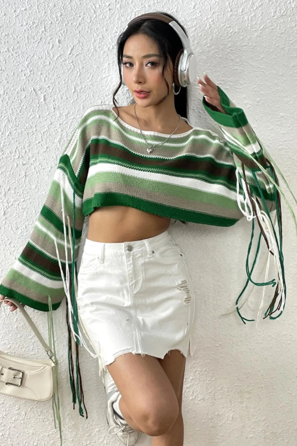 Fringe Striped Round Neck Knit Top (6)