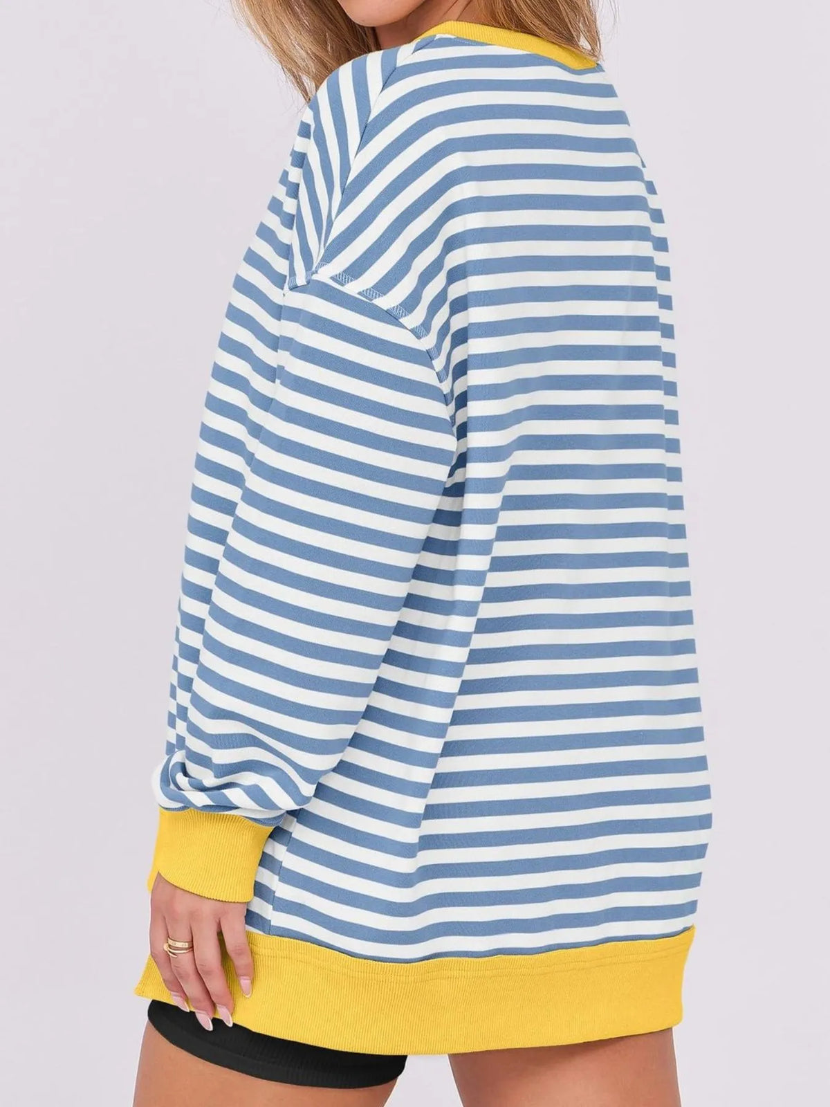 Notched Long Sleeve Oversized Sweatshirt (4)