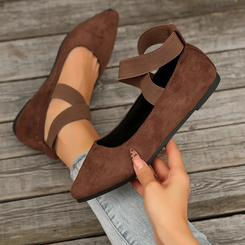 Crisscross Point Toe Flat Slip-ons (6)