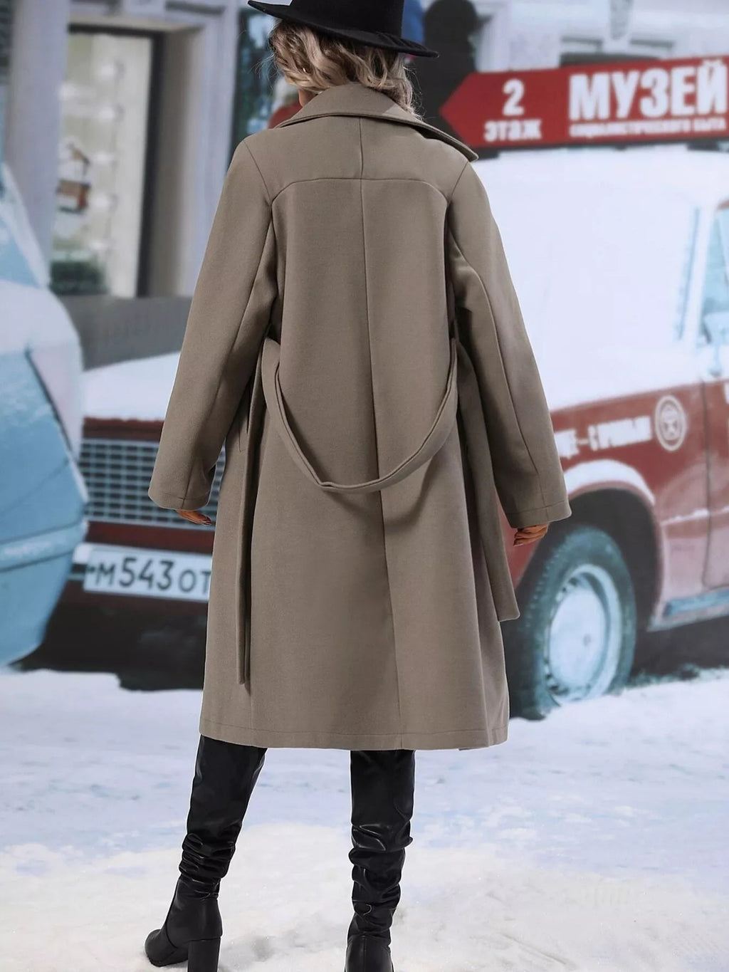 Double-breasted Lapel Collar Overcoat (13)