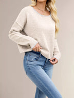 Round Neck Dropped Shoulder Sweater (4)