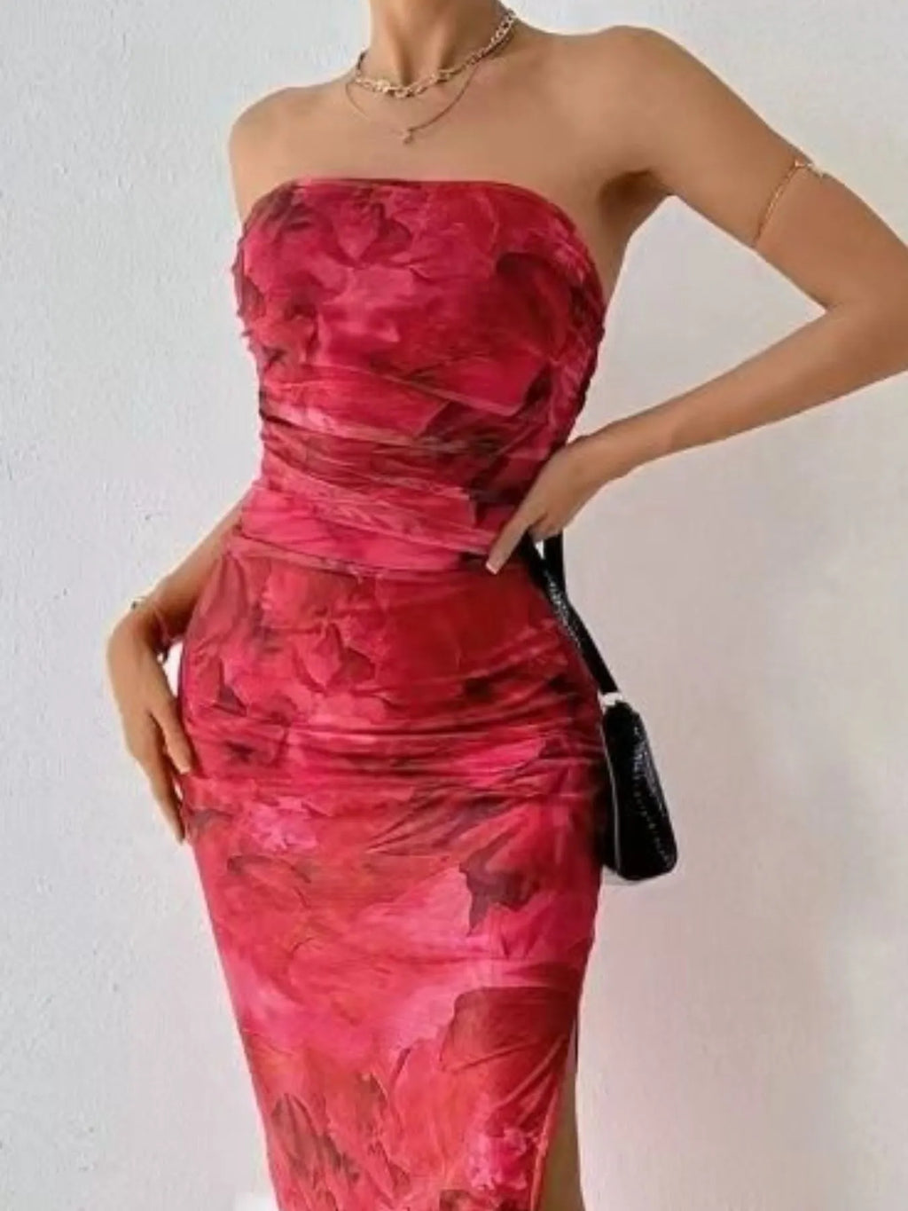 Printed Side Slit Tube Dress (23)