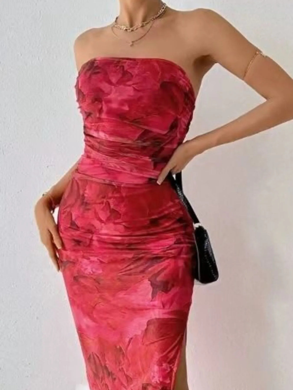 Printed Side Slit Tube Dress (23)