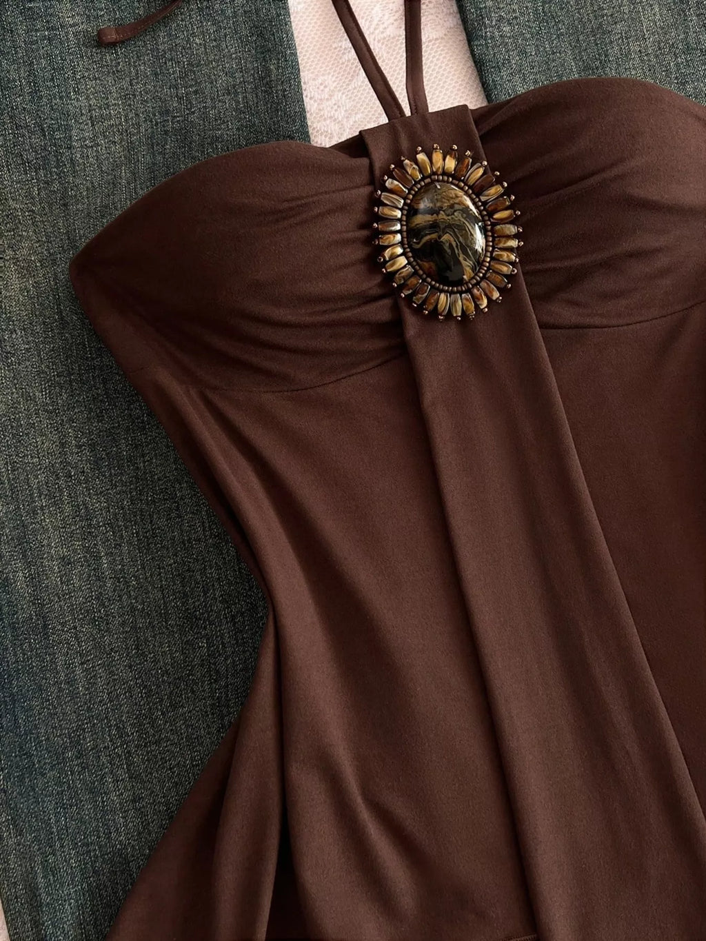 Embellished Front Halter Neck Cami (7)