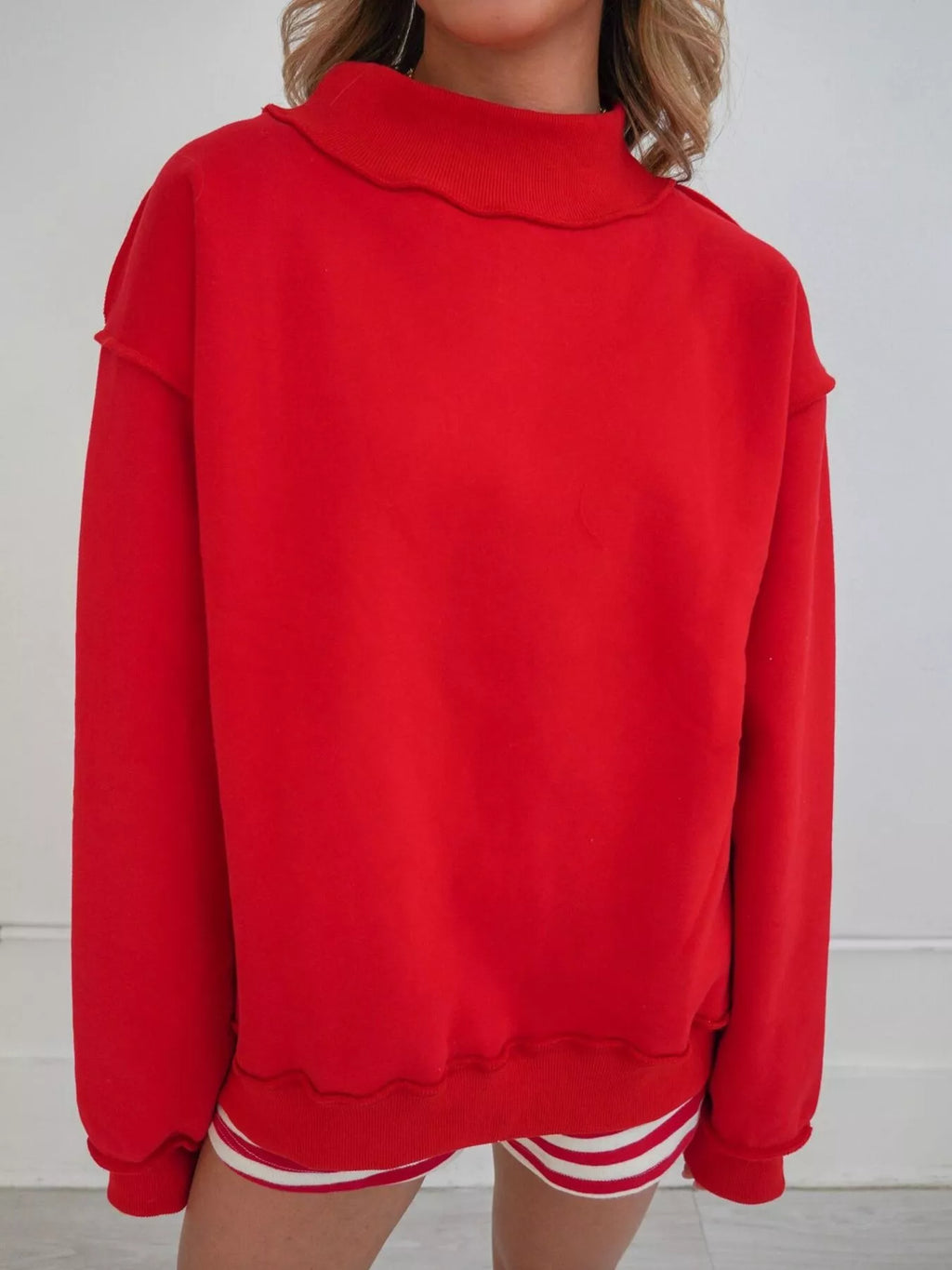 Mock Neck Dropped Shoulder Sweatshirt (8)