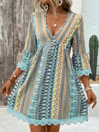 Printed V-neck A-line Dress (8)